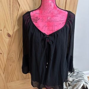 Elegant Black Sheer Women's Top